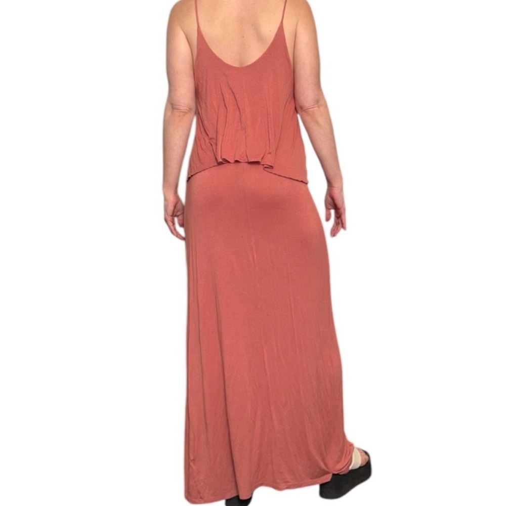 Final Touch Rust Maxi Dress with Ruffle Overlay - Picture 3 of 9
